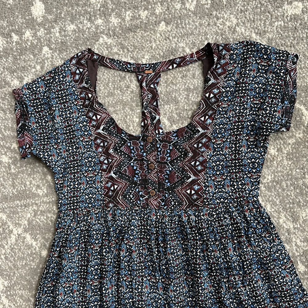 Free People Sundoen Babydoll Dress In Blue EUC - Picture 5 of 11